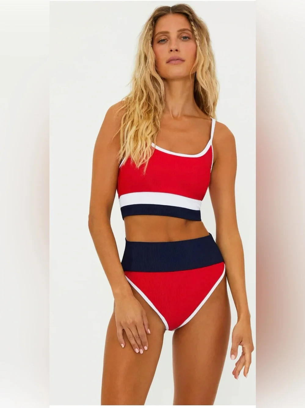 New Beach Riot Eva Americana Colorblock Bikini Swim Top size XS